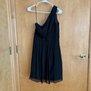 J CREW SHORT DRESS SILK CHIFFON FORMAL 4 KYLIE ONE SHOULDER Black‎ #41825
